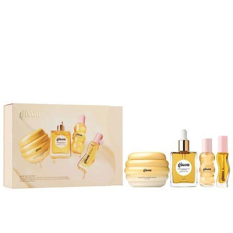 Подарочный набор Gisou Glow All The Way (маска для волос 75 мл + масло для волос 20 мл + парфюм для волос 15 мл + масло для губ 8 117982 фото